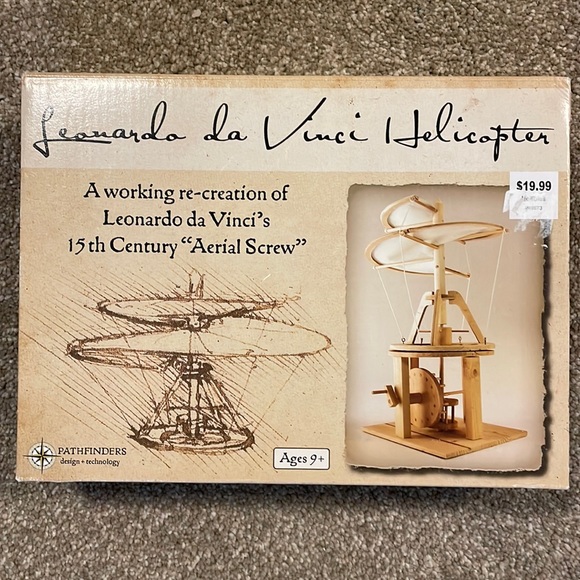 NEW Leonardo DaVinci Helicopter 15th Century Aerial Screw Wooden Kit - Picture 1 of 6